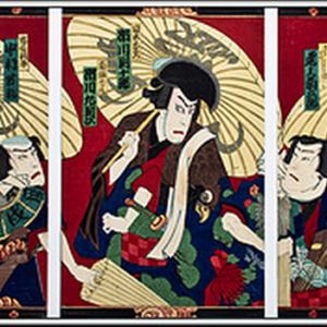 1859 Mounted Kunisada III Triptych Woodblock