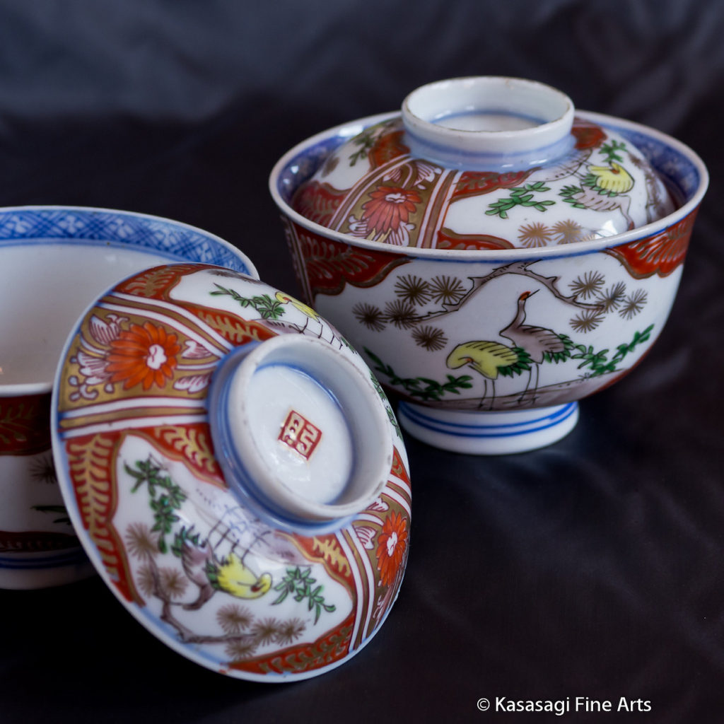 Two EDO Era IMARI Covered Bowls