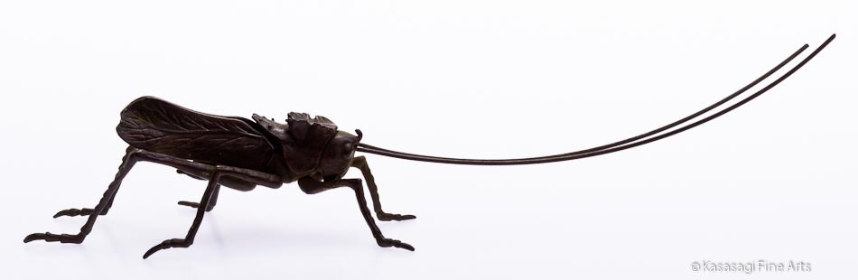Antique Bronze Jizai Articulated Grasshopper