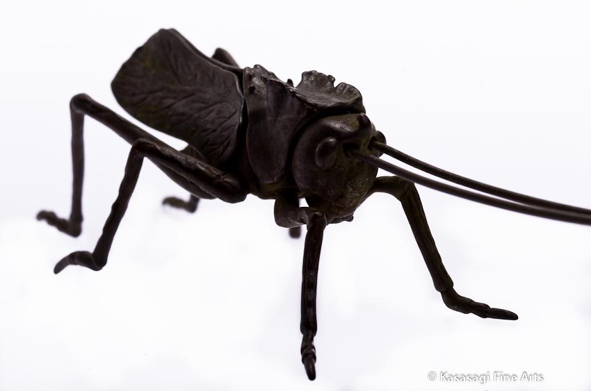 Antique Bronze Jizai Articulated Grasshopper