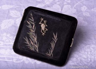 Antique Damascene Shigarettokēsu Cigarette Case Frog
