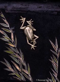 Antique Damascene Shigarettokēsu Cigarette Case Frog