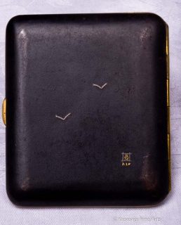 Antique Damascene Shigarettokēsu Cigarette Case Mt Fuji