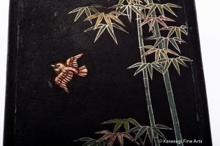 Damascene Shigarettokēsu Cigarette Case Bird And Bamboo