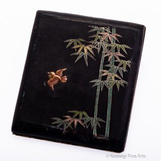 Damascene Shigarettokēsu Cigarette Case Bird And Bamboo