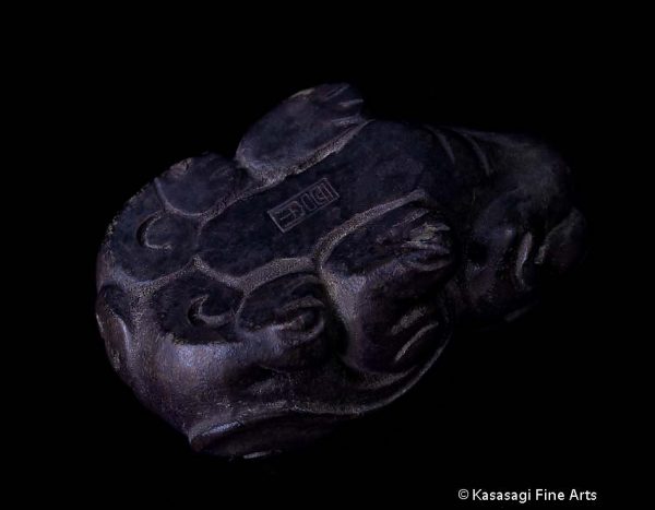 Antique Bronze Signed Shishi Lion Okimono