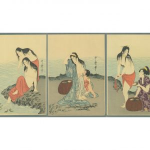 Utamaro Woodblock Triptych Abalone Divers