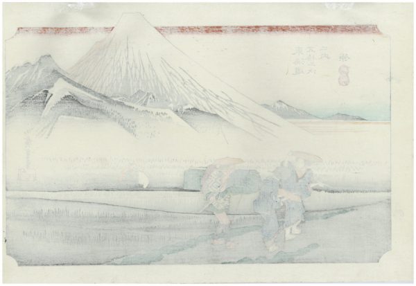 Mount Fuji in the Morning (Hara, Asa no Fuji), from the series Fifty-Three Stations of the Tōkaidō Road (Tōkaidō gojūsan tsugi), also known as the First Tōkaidō or Great Tōkaidō ca. 1833–34
