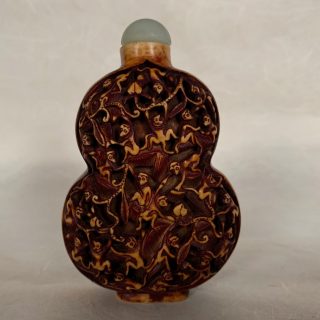 Carved Monkeys Snuff Bottle