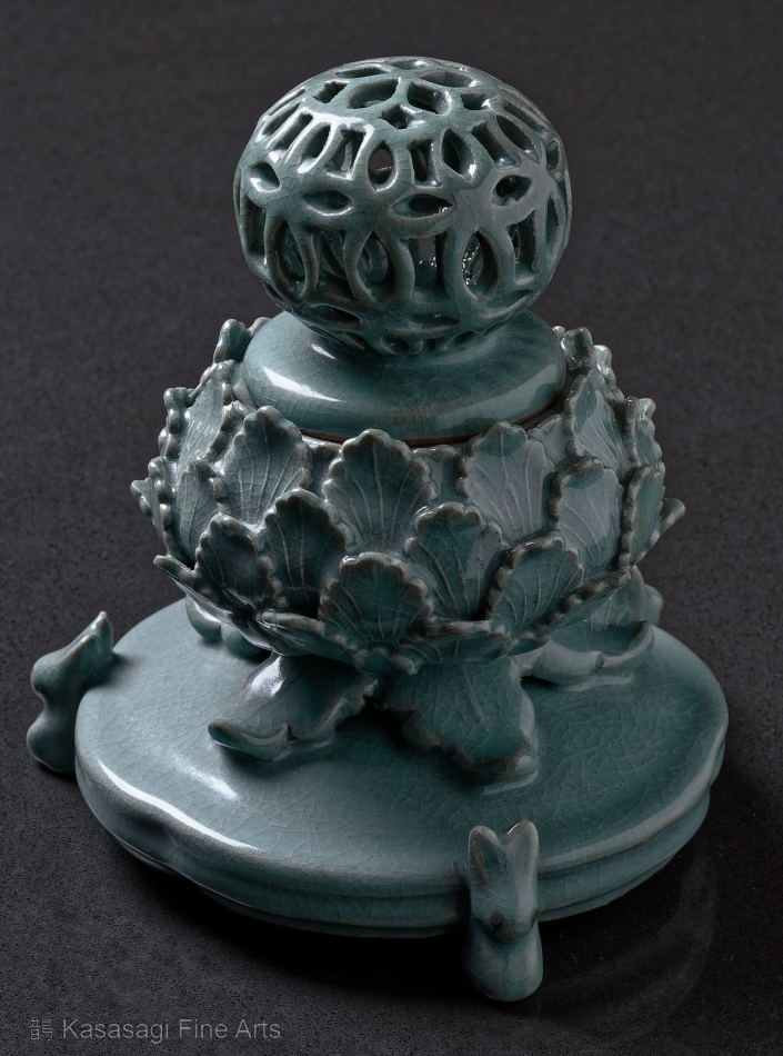 Korean Celadon Lotus Shaped Incense Burner