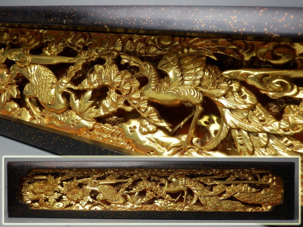 Framed Japanese Shrine Lacquered Ranma