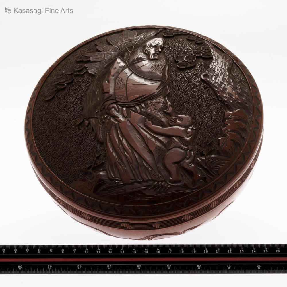 Miyajima Zaiku 20 cm Hand Carved Covered Bowl