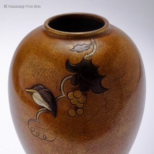Japanese Bronze Vase Kingfisher And Grapevine