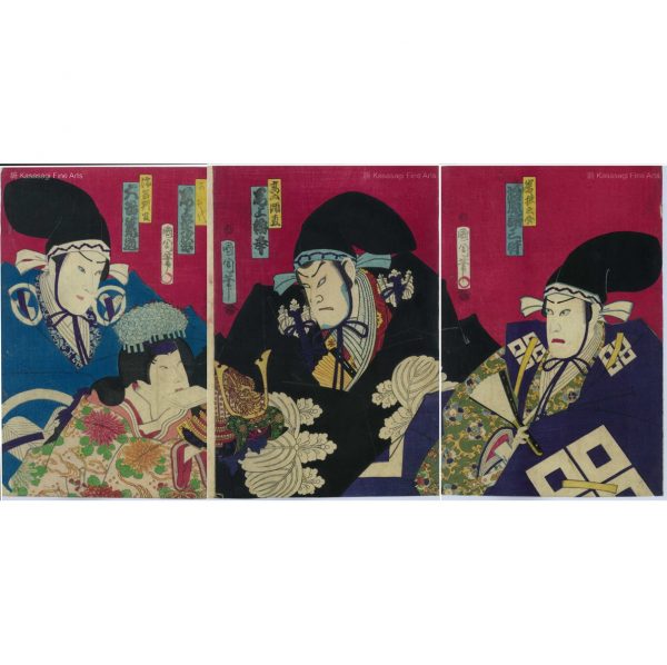 Original 1887 Kunichika Woodblock Triptych