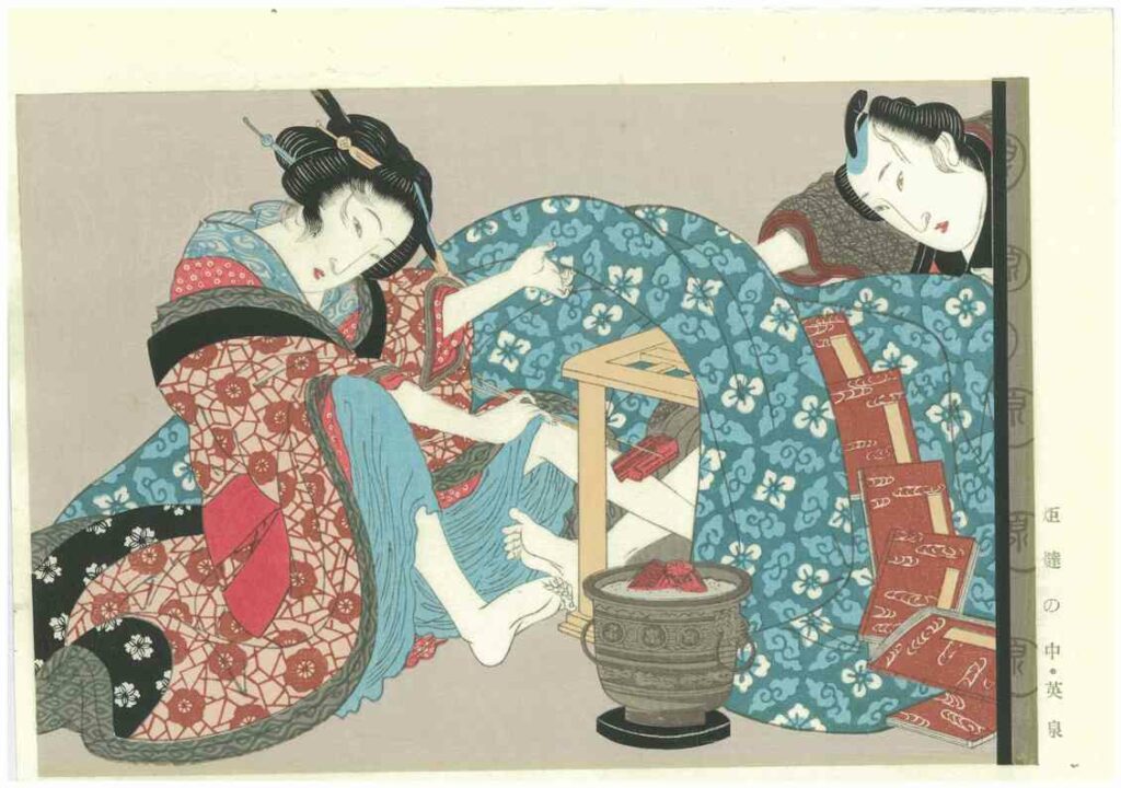 Eisen Erotic Woodblock Print By The Kotatsu Heater