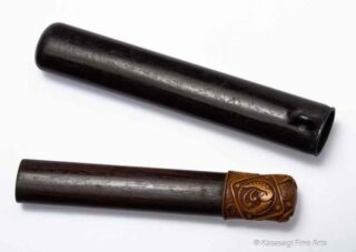 Antique Carved Kiseru Pipe Case