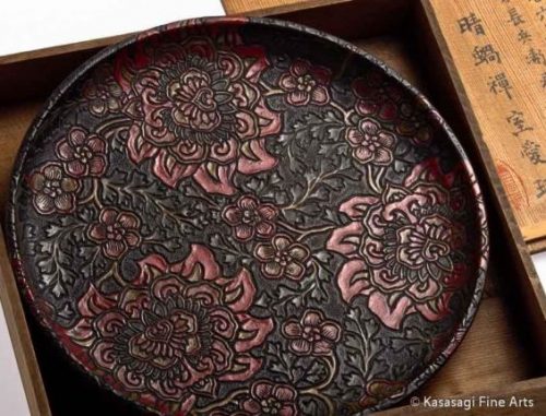 Antique Handcarved Urushi Lacquer Plate