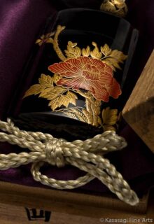 Antique Peony And Black Lacquer Inro