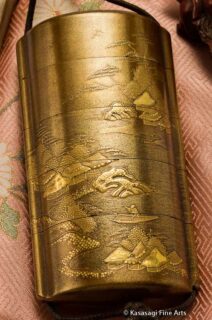 Antique Gold Lacquer Four Part Inro