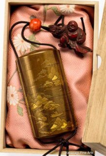 Antique Gold Lacquer Four Part Inro