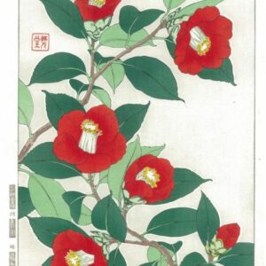 Kawarazaki Shodo Spring Flowers Red Camellias Woodblock Print