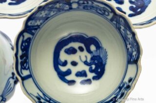 Five Arita Imari Cobalt Blue Dishes