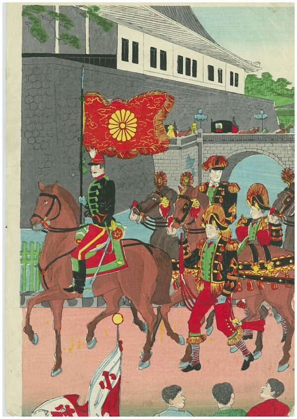 Original Woodblock Japanese Imperial Army Parade