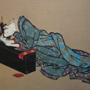 Hokusai Mounted Woodblock Inebriated Beauty Free Shipping