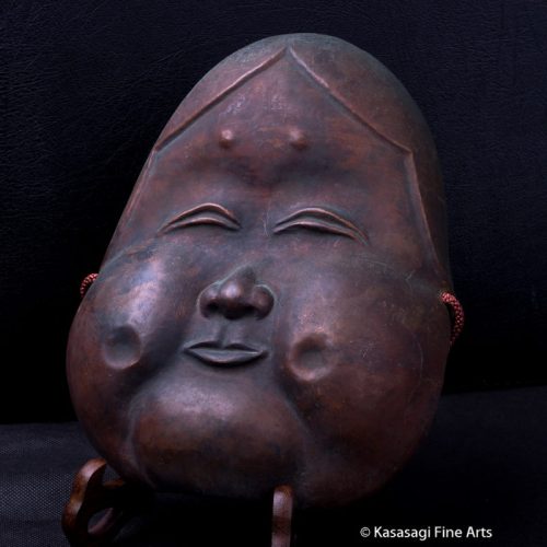 Antique Copper Noh Theatre Mask Signed Kiyama Hikaru