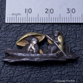 Early 20th Century Japanese Menuki Boating Scene