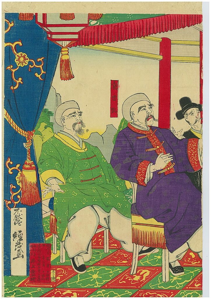 Sino Japan War Original Kunichika Woodblock Print