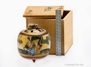 Kutani Immortals Signed Incense Burner With Box