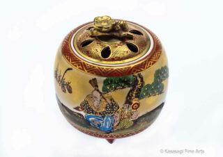 Kutani Immortals Signed Incense Burner With Box