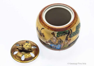 Kutani Immortals Signed Incense Burner With Box