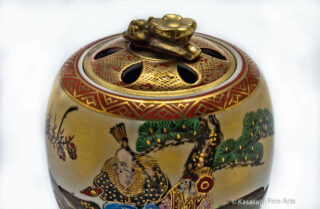 Kutani Immortals Signed Incense Burner With Box