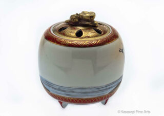 Kutani Immortals Signed Incense Burner With Box