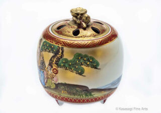 Kutani Immortals Signed Incense Burner With Box