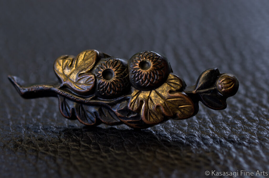 Antique Bronze Chrysanthemum Menuki