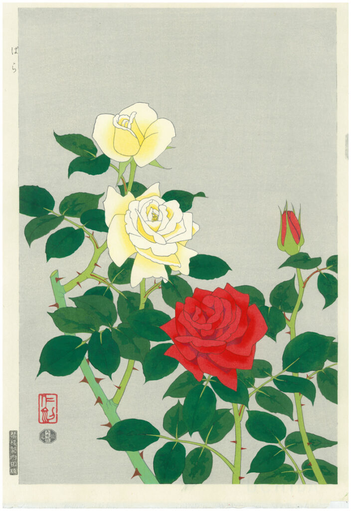 Nisaburo ITO Woodblock Print Roses