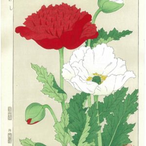 Shodo Kawarazaki Spring Flowers Poppies Woodblock Print