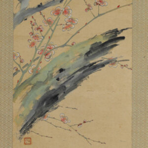 Meiji Era Japanese Scroll Plum Blossoms in Snow