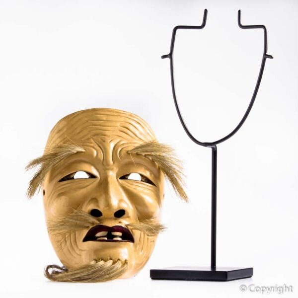 Signed Asakura-Jo Noh Mask On Custom Stand