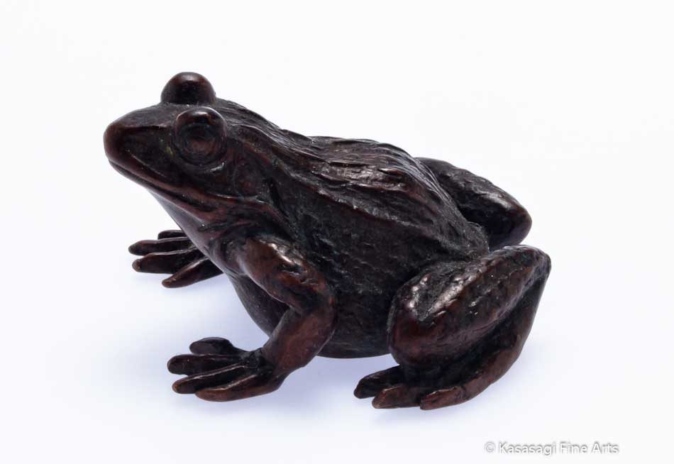 Signed Bronze Frog Okimono