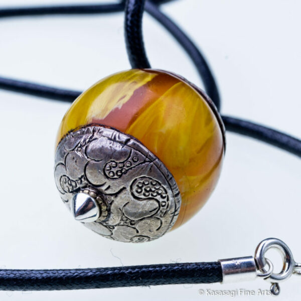Tibetan Amber And Silver Pendant And Chain
