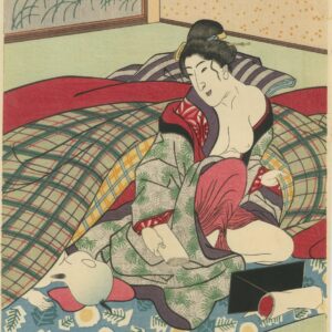Japanese Woodblock Print Mother and Child