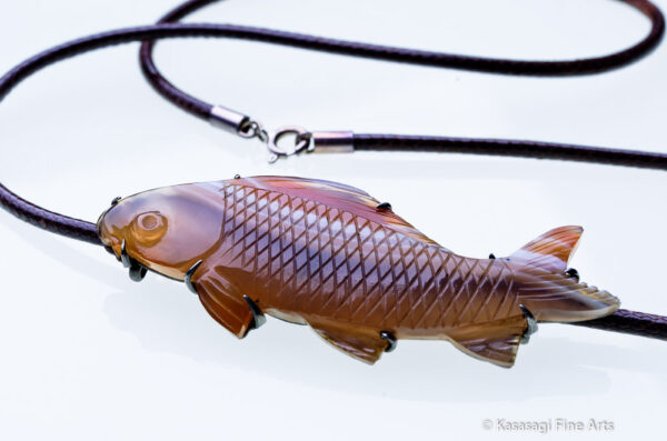 Vintage Agate Fish Pendant and Chain