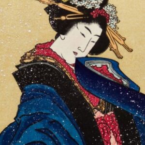 Hokusai Woodblock Woman With Umbrella