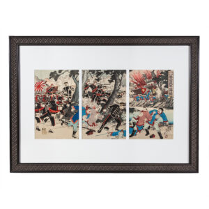 Original Framed Nobukazu Yosai Triptych SINO Japan War