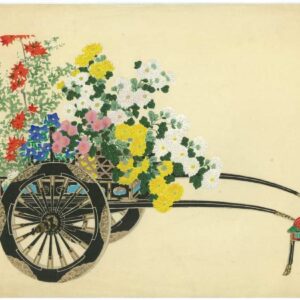 Original Kin-u Takeshita Autumn Flower Cart Woodblock Print