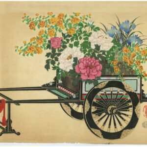 Original Kin-u Takeshita Spring Flower Cart Woodblock Print